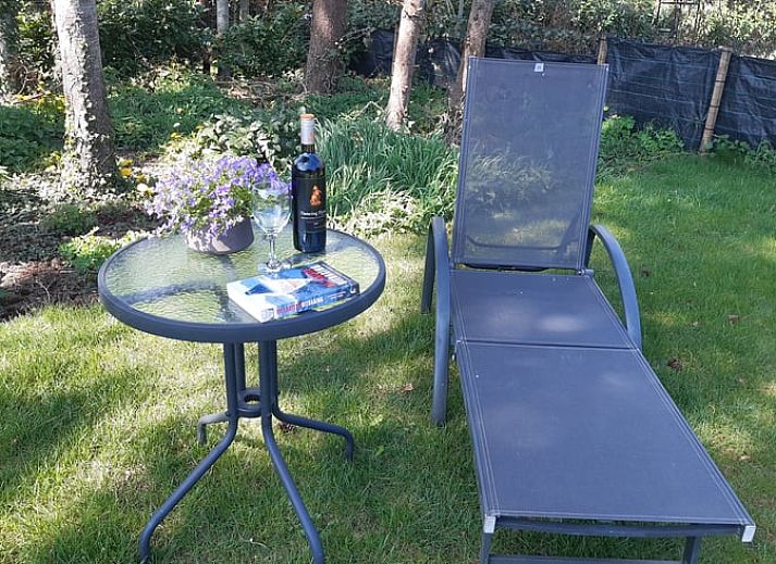 Front view of cozy vacation home in Putten, Veluwe, Gelderland with green surroundings.