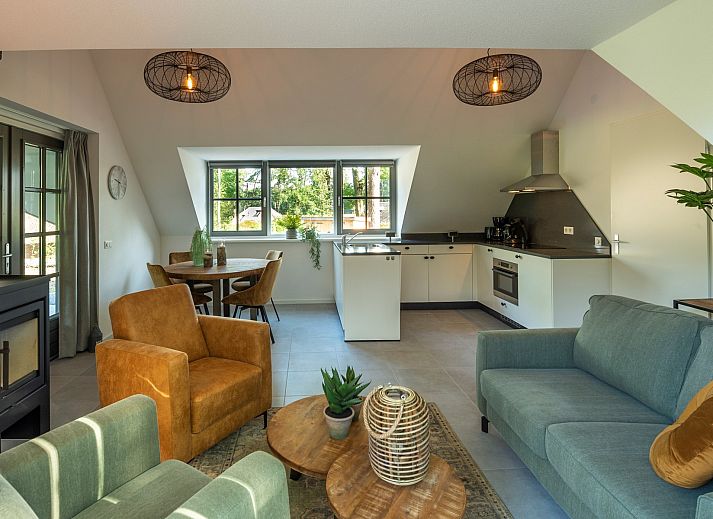 Schoenes Reetdach des Ferienhauses Sprielderbosch 31 Lindenhorst an der Veluwe in Putten, Gelderland.