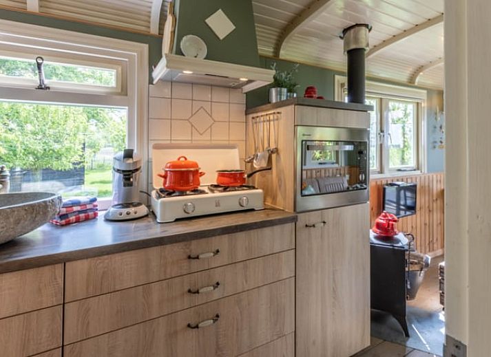 Outdoor area with picnic table at Holiday home in Wezep/Oldebroek, surrounded by nature on the Veluwe.