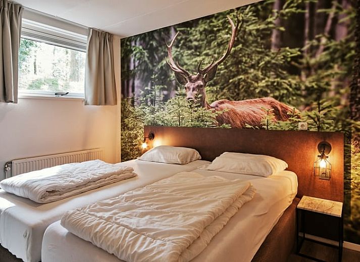 Moderne badkamer met ligbad in Vakantiehuis in Vaassen, Veluwe, Gelderland.