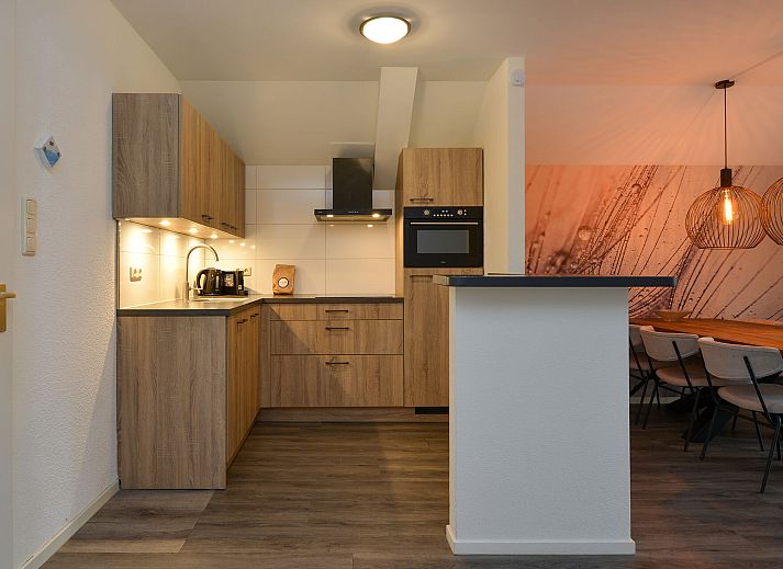 Terrace of vacation home in Vaassen, Gelderland, with garden furniture and green surroundings.