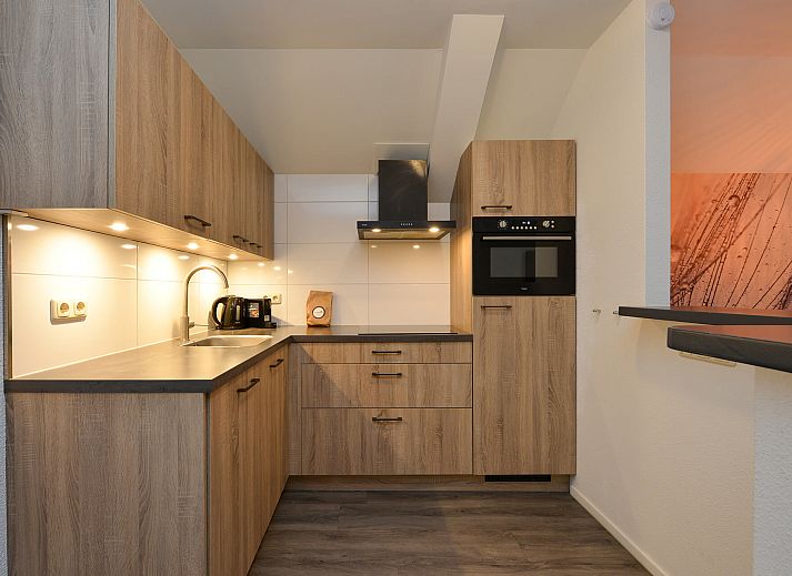 Terrace of vacation home in Vaassen, Gelderland, with garden furniture and green surroundings.