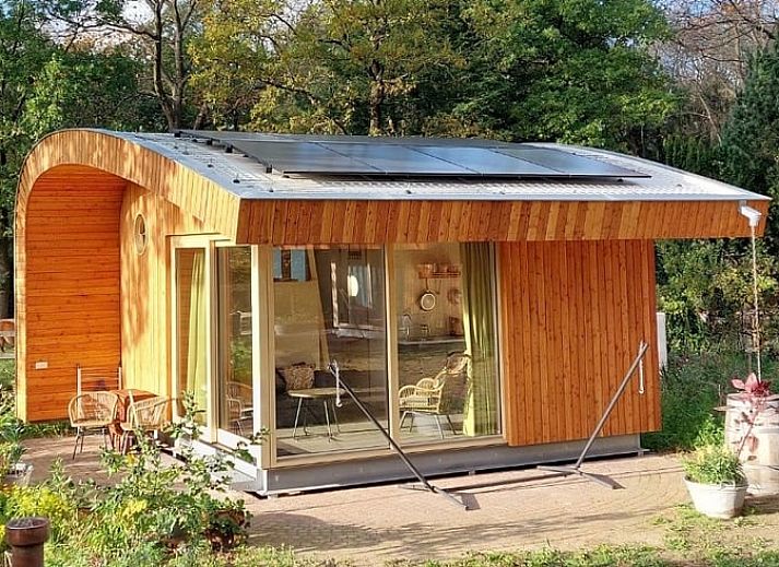 Geniet van de serene veranda bij Vakantiehuis in Otterlo, gelegen in de prachtige Veluwe, Gelderland.