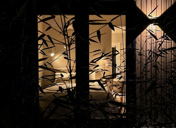 Stilvolle Ecke mit Rattanstuhl im Ferienhaus in Nunspeet, Veluwe, Gelderland, perfekt fuer Entspannung und Naturerlebnis.