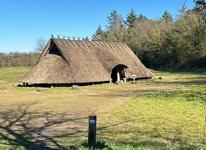 Weinflasche und Glaeser auf dem Tisch im Ferienhaus in Lunteren, Veluwe, Gelderland.