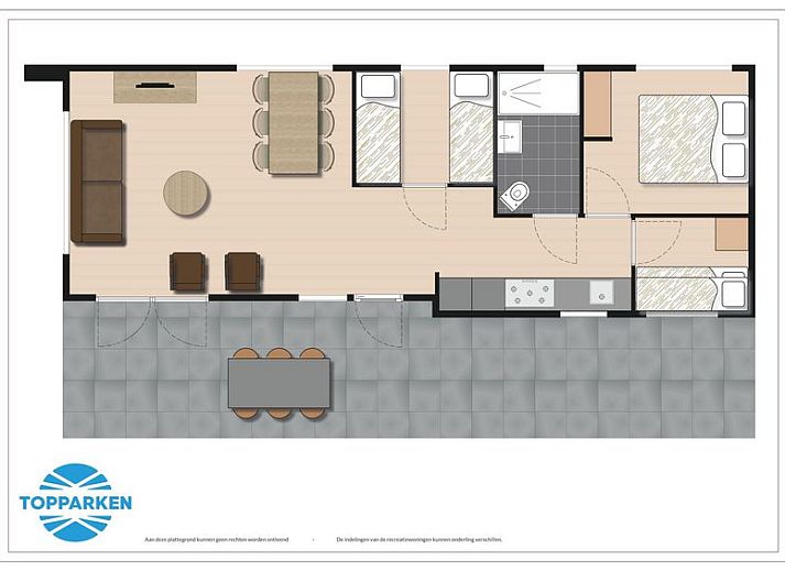 Geniet van de zon op het terras van Module 6 personen in Lunteren, Veluwe, Gelderland, een ruim vakantiehuis.