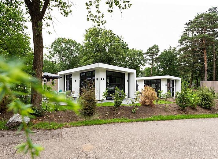 Spezielles Modul-Ferienhaus fuer 5 Personen in Lunteren, Veluwe, Gelderland, mit moderner Einrichtung und gruener Umgebung.