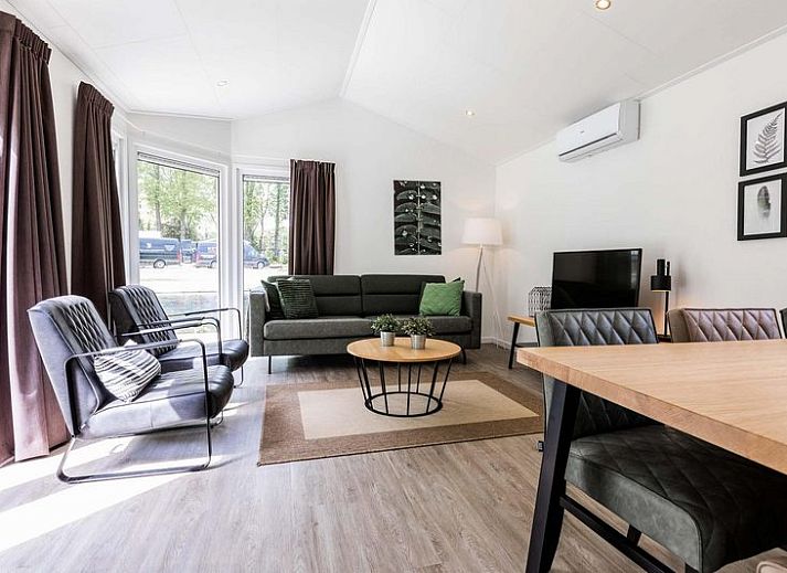 Grundriss des Ferox 5 Personen Ferienhauses in Lunteren, Veluwe, Gelderland mit geraeumiger Aufteilung.