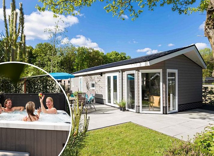 Ferox 5 personen Wellness in Lunteren, Veluwe, vakantiehuis met terras en jacuzzi voor ontspanning in de natuur.