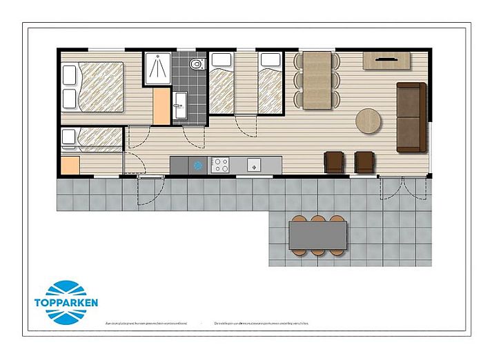 Rialto Ferienwohnung fuer 6 Personen mit sonniger Terrasse in Lunteren, Veluwe, Gelderland.