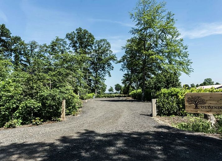 Geraeumiges Wohnzimmer in einem Ferienhaus in Oldebroek, Veluwe, mit modernen Moebeln und viel Licht.