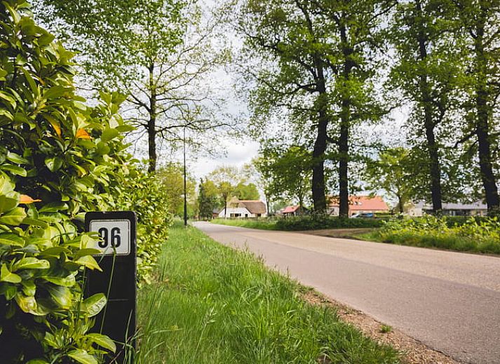 Slaapkamer met tweepersoonsbed in Huisje in Uddel, vakantiehuis in Veluwe, met warme kleuren en veel licht, Gelderland.