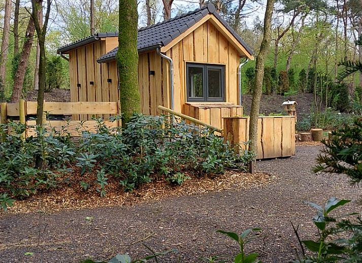 Gezellig vakantiehuisje in Uddel, Veluwe, omringd door groene natuur voor een ontspannen verblijf.