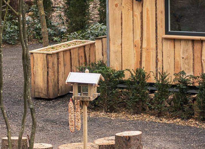 Vakantiehuisje in Uddel, Veluwe, met houten gevels en natuurlijke omgeving voor ultiem comfort.