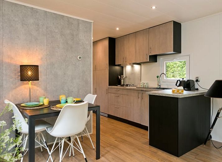 Terras van Vakantiehuis in Rheden met comfortabele stoelen in Veluwe, Gelderland.