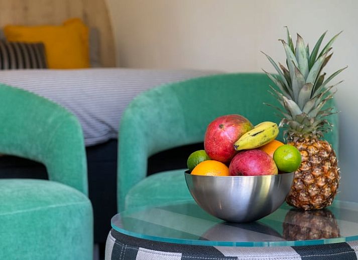 Gezellig terras bij Vakantiehuisje in Rheden, Veluwe, Gelderland met houten picknicktafel.