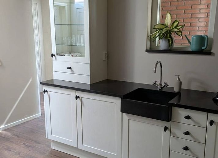 Veranda van Vakantiehuisje in Wekerom, Veluwe, omgeven door bloeiende hortensia's.