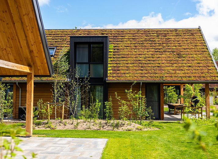 Green Roof of Forest Villa mit Whirlpool & Sauna in Wekerom, Veluwe, Gelderland. Geniessen Sie Ruhe und Frieden in diesem Ferienhaus fuer sechs Personen.