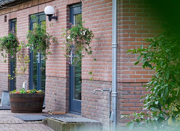 Woonkamer van Huisje in Wekerom, vakantieverblijf in Wekerom, Veluwe met kunst aan de muur.