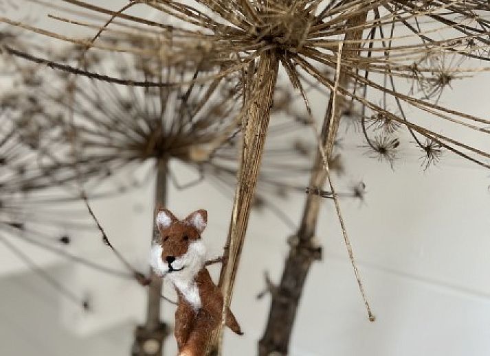 Sunny terrace with dining table at Boshuis Denne, vacation home in Bennekom, Veluwe, Gelderland for outdoor meals.