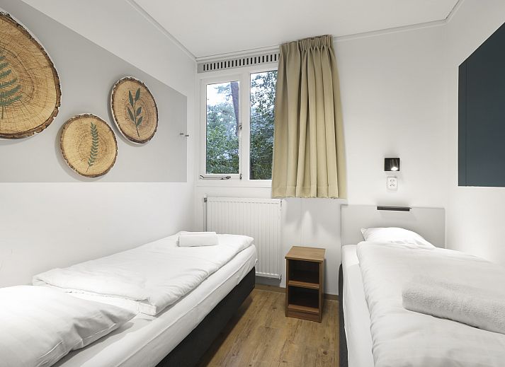 Gezellige woonkamer met open haard in Coldenhove 4-persoons bungalow 4CE, Eerbeek, Veluwe.