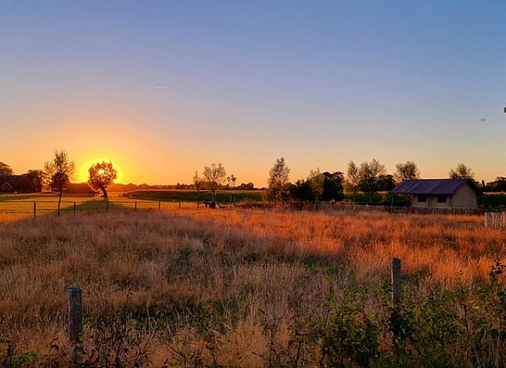 Veranda van het Vakantiehuis in Klarenbeek, een tenthuis op de Veluwe, met comfortabele stoelen.