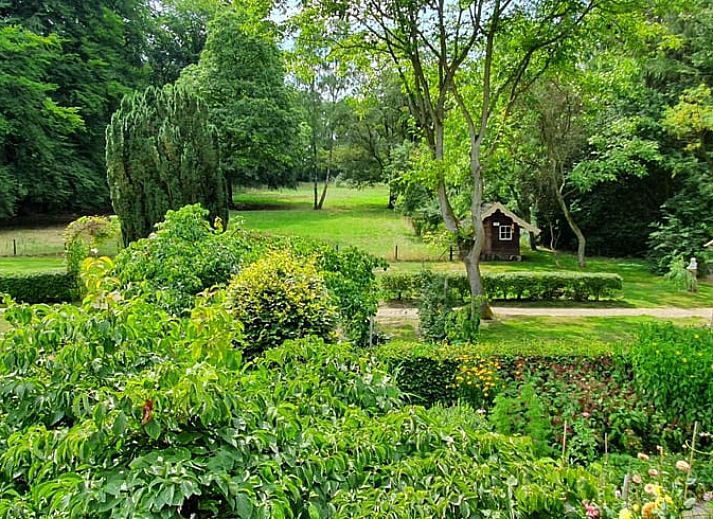 Stijlvolle woonkamer in Huisje in Klarenbeek, Veluwe met comfortabele bank en moderne inrichting.