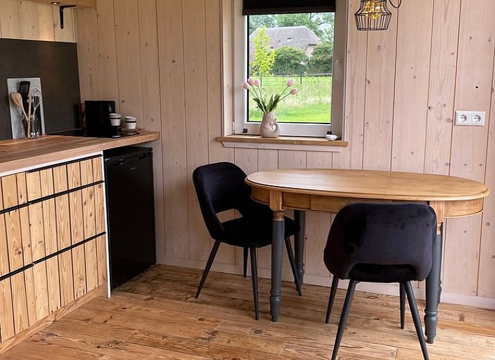 Twee vakantiehuisjes in Beemte Broekland, Veluwe, omringd door weelderige natuur in Gelderland.