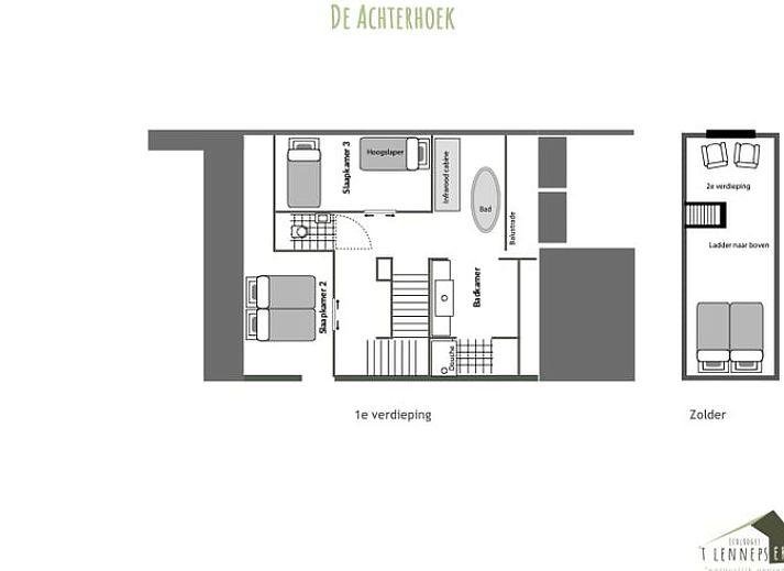 Gezellige eetruimte in Huisje in Veessen, vakantiehuis op de Veluwe, met houten meubels en sfeervolle verlichting.