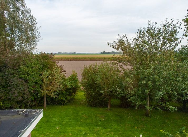 Esszimmer von Cottage in Kloosterburen, Ferienhaus in Groningen mit Holztisch und Stuehlen.