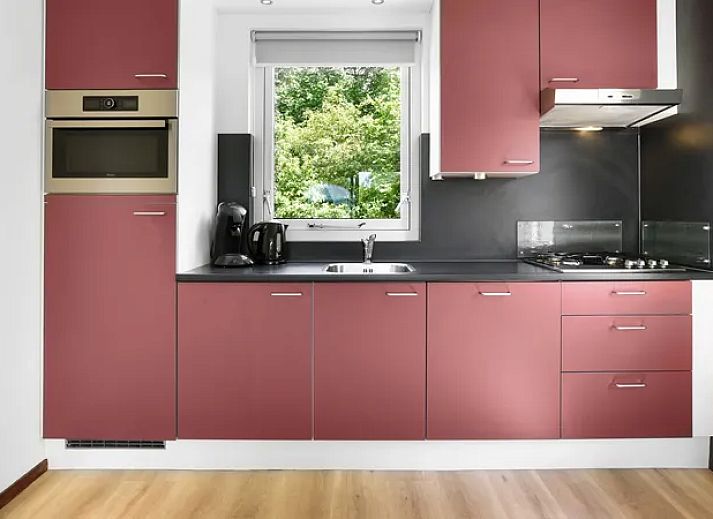 Ruime woonkamer van Natuurdorp Suyderoogh bungalow in Lauwersoog met moderne inrichting en open keuken.