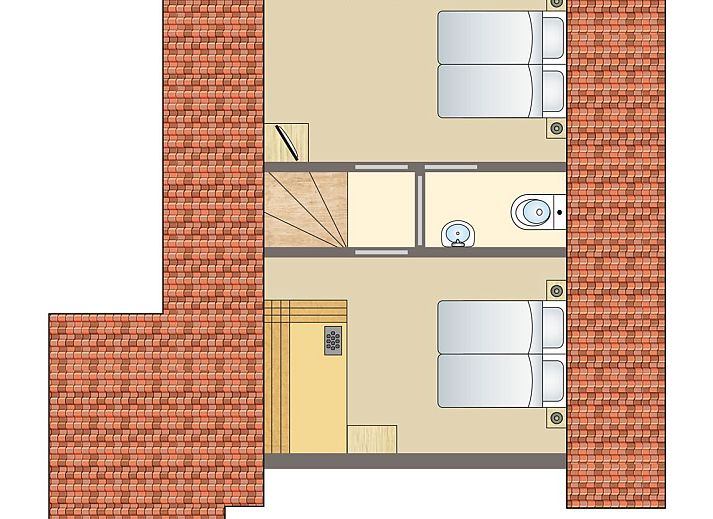 Front view of Natuurdorp Suyderoogh 4-person bungalow in Lauwersoog, Groningen, surrounded by greenery.