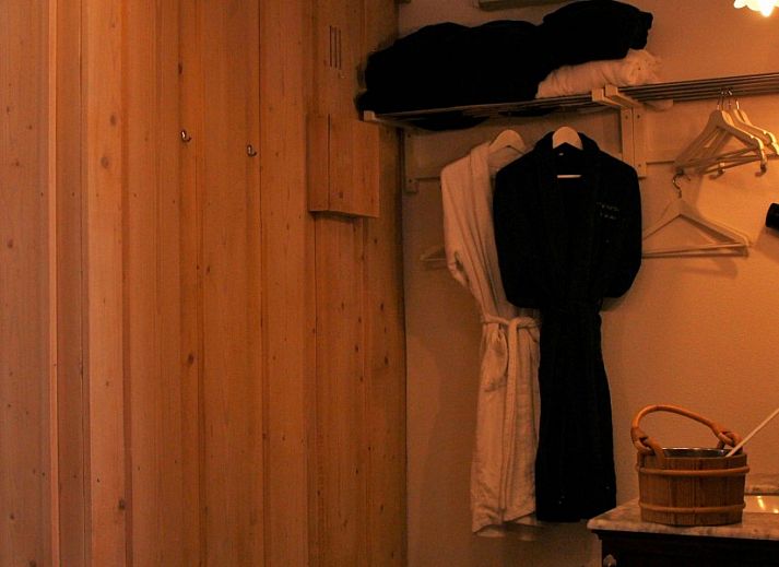 Gemuetliches Wohnzimmer mit Kamin im Ferienhaus mit Sauna, Vierhuizen, Groningen.