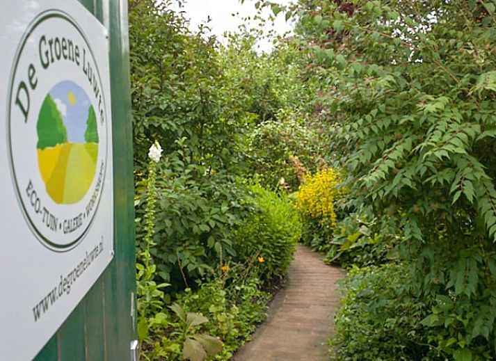 Ingang van Vakantiehuisje in Molenrij, omringd door weelderige natuur in Noordwest Groningen.