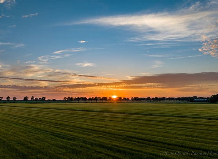 Zonnig terras bij Vakantiehuisje in Wedde, Zuidoost Groningen, met comfortabele zitplaatsen en tuin.