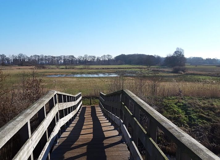Comfortabele slaapkamer in Vakantiehuis in Wedde, Groningen, met rustieke charme.