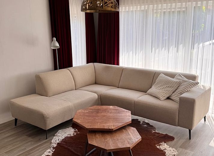 Ruhiger Garten im Ferienhaus in Weert, Mittellimburg, umgeben von Baeumen und Gruen.