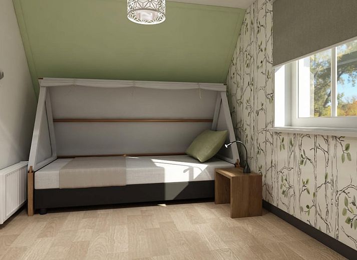 Gemuetliches Wohnzimmer des Kids Special 8 Ferienhauses in Thorn, Mittellimburg mit moderner Einrichtung und bequemer Sitzecke.