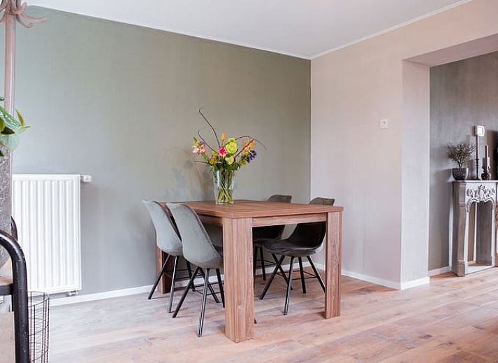 Stijlvolle woonkamer in Vakantiehuis in Well, Noord Limburg met kunst en decoratie.