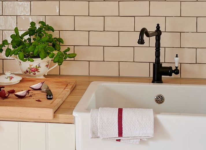 Lichte woonkamer in vakantiehuis Huisje in Baarlo, Limburg, met ruime ramen en warme kleuren.