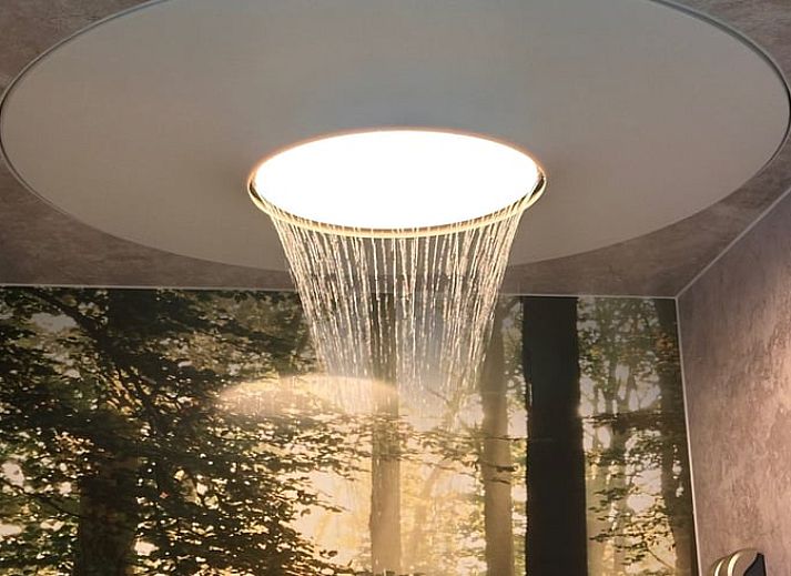 Abendlicher Blick auf die Glamping Lodge im Ferienhaus in Merselo, Nord-Limburg, umgeben von Natur.