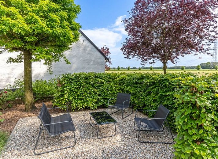 Sonnenuntergang im Cottage in Merselo, Ferienhaus in Nord-Limburg mit schoener gruener Umgebung.