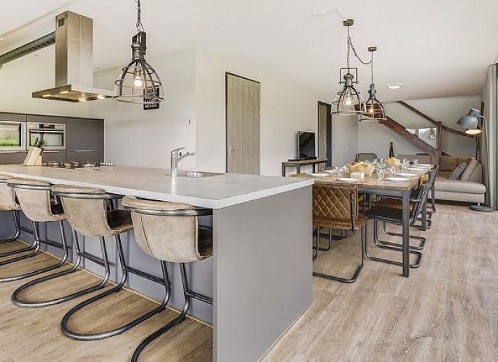 Stijlvolle woonkamer in 14-persoons watervilla, Domein De Schatberg, Sevenum.