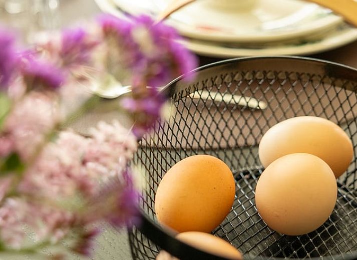 Gemuetlich gedeckter Tisch im Ferienhaus in Baexem, Nord-Limburg, Ferienhaus.