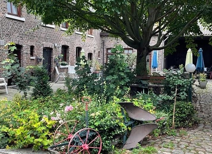 Warm evening sun illuminates the dining area in Holiday Home in Maastricht, South Limburg, with stylish decoration.