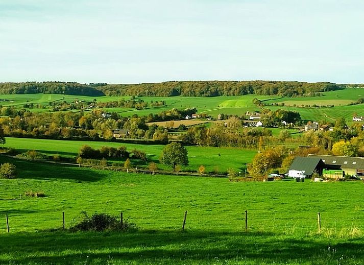 Uitzicht op het charmante dorp Vijlen vanuit Huisje in Vijlen, vakantieaccommodatie in Zuid Limburg.
