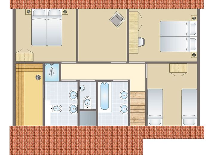 Hoog Vaals 10-persoons bungalow 10L in Vaals, Zuid Limburg met groene omgeving en charmante bakstenen gevel.