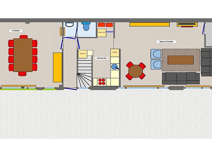 Gezellige woonkamer van Vakantiehuisje in Ulestraten, Zuid Limburg met comfortabele zitplaatsen.