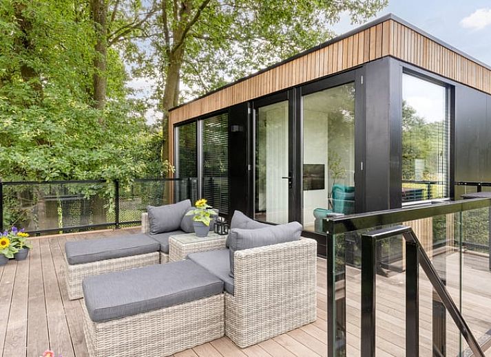 Modern bathroom with freestanding bathtub in Holiday home in Mierlo, North Brabant.