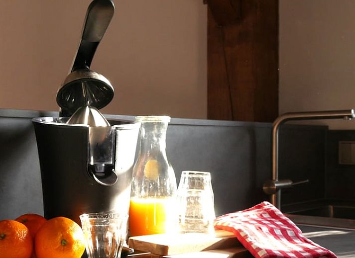 Voordeur met bloeiende boom bij Vakantiehuis in Mierlo, De Peel, Noord Brabant.